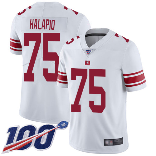 Men New York Giants #75 Jon Halapio White Vapor Untouchable Limited Player 100th Season Football NFL Jersey->new york giants->NFL Jersey